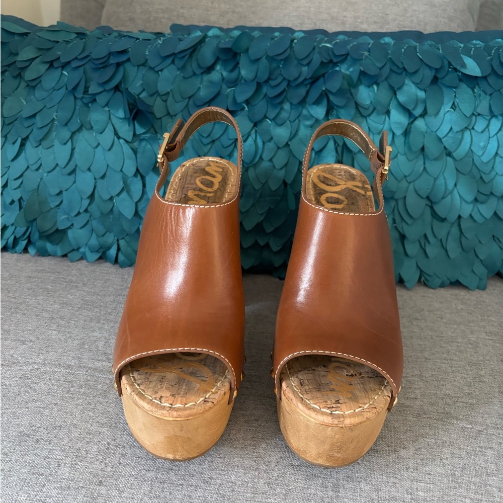 Like New Sam Edelman Brown Studded Platform Clog Sandals Size 8.5 - Picture 8 of 8